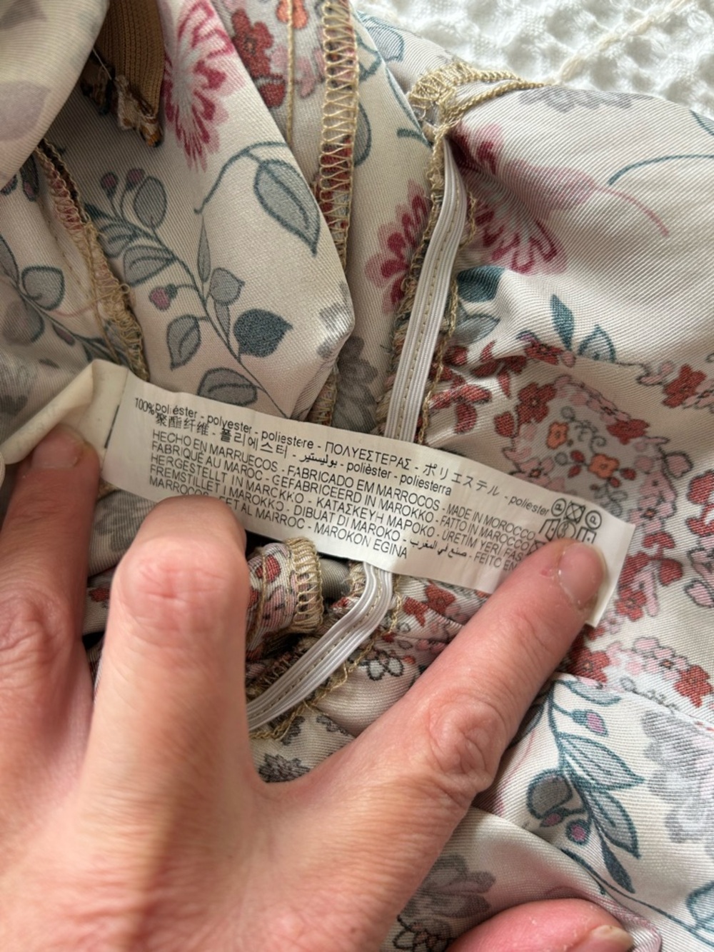 Zara Beige Floral Patchwork Mini Wrap Dress - Picture 5 of 5